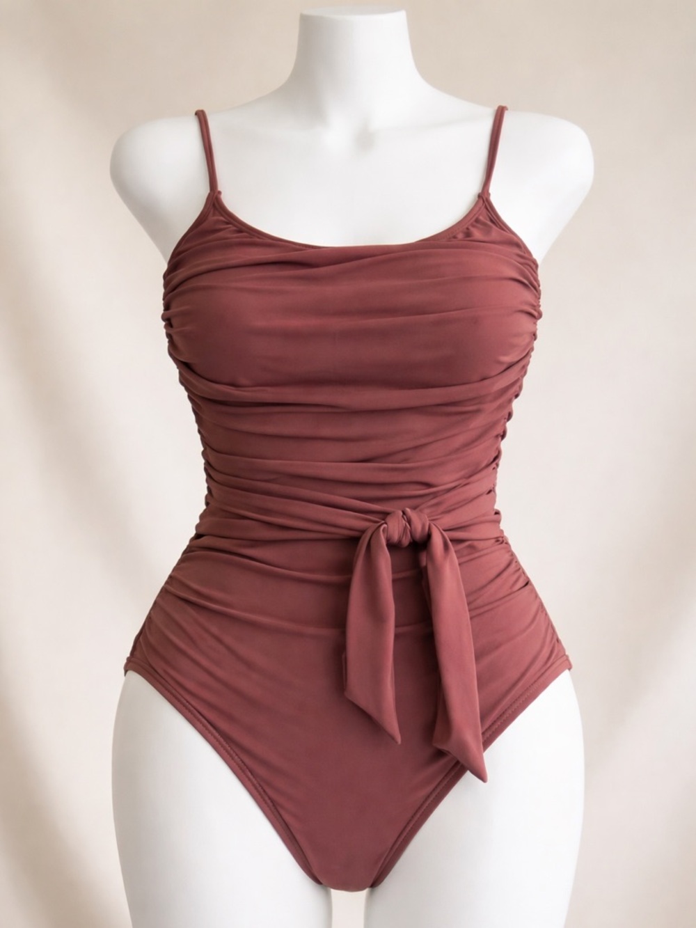 Hutch Ruched One-Piece Swimsuit in brown